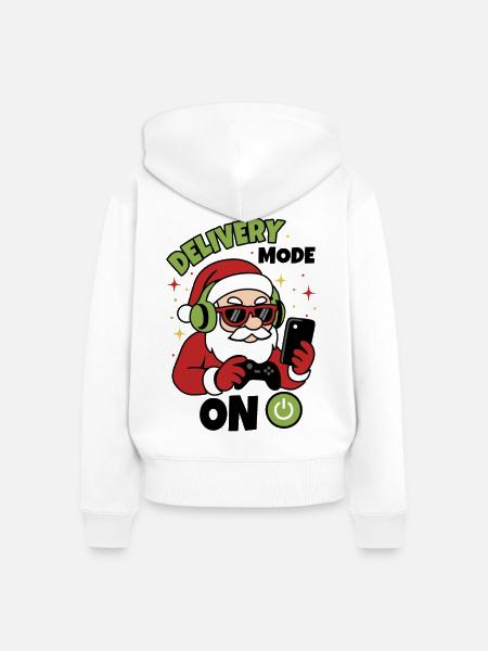 Santa Gamer - Frauen Premium Bio Zip Hoodie - Weiß