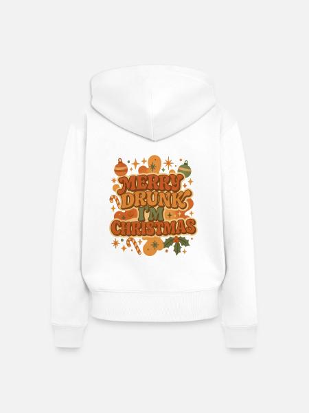 Merry Drunk I'm Christmas Retro - Frauen Premium Bio Zip Hoodie - Weiß