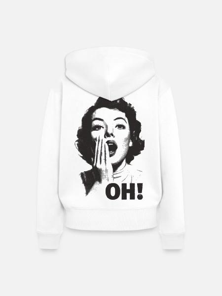 Schreiendes Gesicht Oh - Frauen Premium Bio Zip Hoodie - Weiß