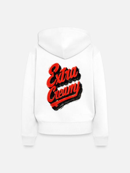Extra Creamy Retro Schriftzug - Frauen Premium Bio Zip Hoodie - Weiß