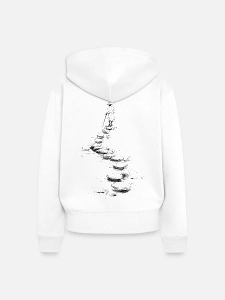 walk the path - Frauen Premium Bio Zip Hoodie - Weiß
