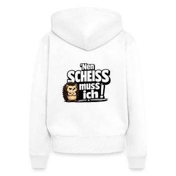 Nen Scheiss Muss Ich Igel - Frauen Premium Bio Zip Hoodie - Weiß - Hinten - AI Model Female 172 light (172cm)