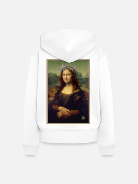 Mona Lisa Blumenkrone - Frauen Premium Bio Zip Hoodie - Weiß