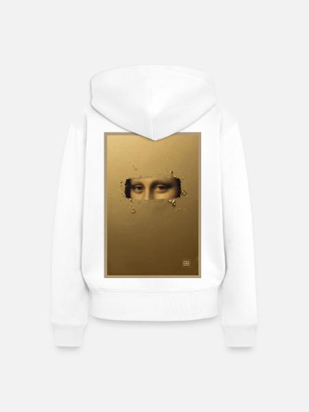 Mona Lisa Goldenes Ticket - Frauen Premium Bio Zip Hoodie - Weiß