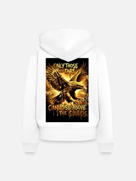 Adler Poster Motivation Spruch Wandbild - Frauen Premium Bio Zip Hoodie - Weiß