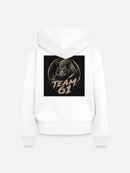 Team 61 Wildschwein Kraftlogo - Frauen Premium Bio Zip Hoodie - Weiß