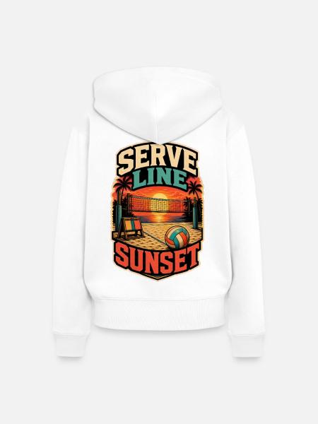 SERVE LINE SUNSET - Frauen Premium Bio Zip Hoodie - Weiß