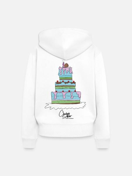 TIERSHIRT-Vorlage-clara_torte - Frauen Premium Bio Zip Hoodie - Weiß