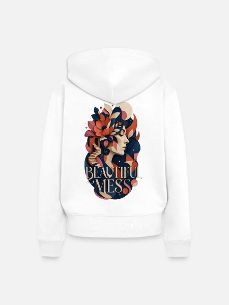 Beautiful Mess – Modern Art Collage - Frauen Premium Bio Zip Hoodie - Weiß