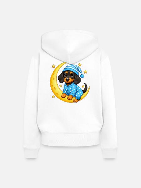 Gute Nacht Dackel - Frauen Premium Bio Zip Hoodie - Weiß