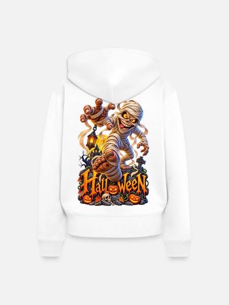 Lustige Halloween-Mumie - Frauen Premium Bio Zip Hoodie - Weiß