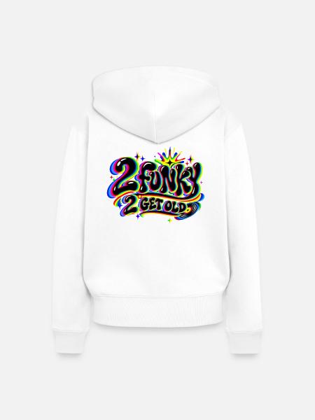 2 funky 2 get old - Frauen Premium Bio Zip Hoodie - Weiß