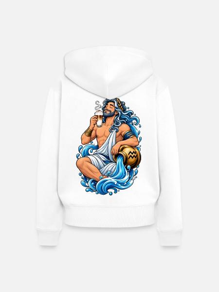 Wassermann mit Latte Macchiato - Frauen Premium Bio Zip Hoodie - Weiß