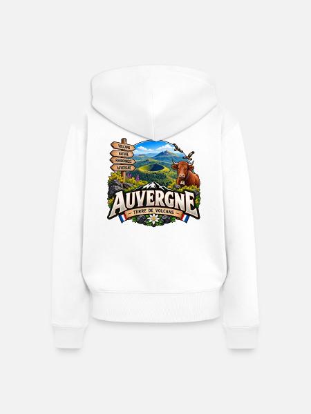 Auvergne – Land der Vulkane - Frauen Premium Bio Zip Hoodie - Weiß