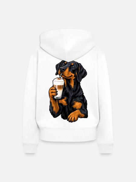 Beauceron mit Latte Macchiato - Frauen Premium Bio Zip Hoodie - Weiß