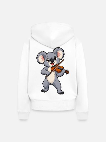 Koala mit Geige - Frauen Premium Bio Zip Hoodie - Weiß