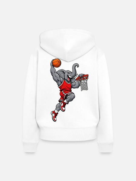 Elefant beim Basketball - Frauen Premium Bio Zip Hoodie - Weiß