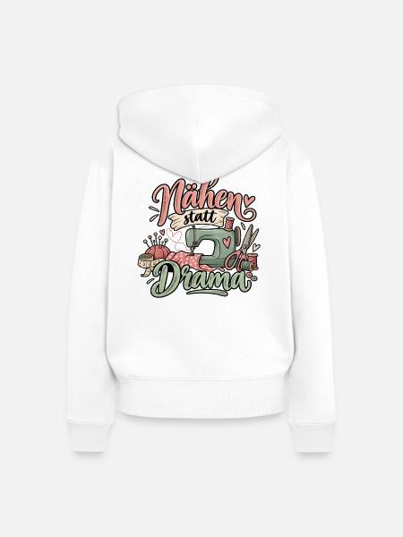 Nähen statt Drama - Frauen Premium Bio Zip Hoodie - Weiß