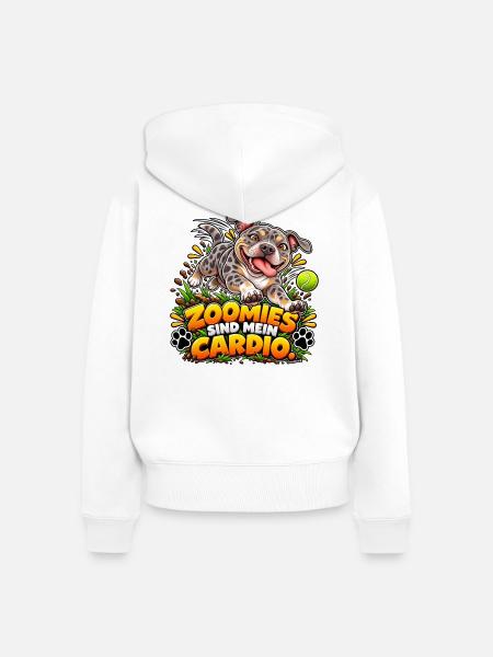 Zoomies sind mein Cardio - Frauen Premium Bio Zip Hoodie - Weiß