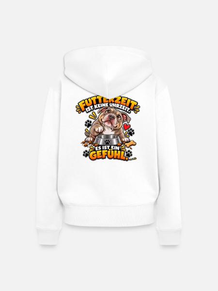 Futterzeit ist ein Gefühl - Frauen Premium Bio Zip Hoodie - Weiß