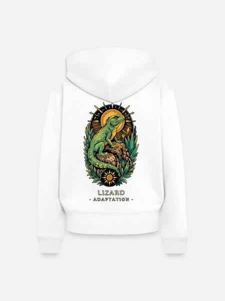 TOTEM LIZARD Adaption - Frauen Premium Bio Zip Hoodie - Weiß