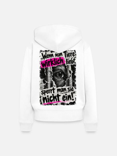 Tiere nicht einsperren - Frauen Premium Bio Zip Hoodie - Weiß