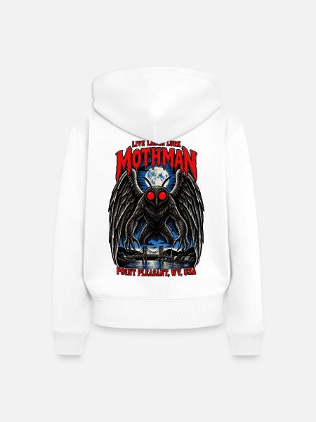 Mothman bei Nacht - Frauen Premium Bio Zip Hoodie - Weiß