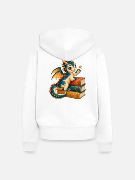 DrachenVerzauberte Bibliothekarin - Frauen Premium Bio Zip Hoodie - Weiß