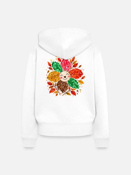 Fröhliche Herbstblume – Bunte Blattblütenblätter - Frauen Premium Bio Zip Hoodie - Weiß