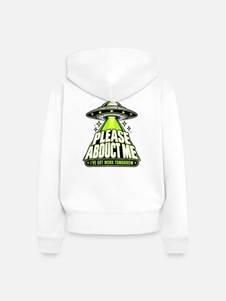 Neon-UFO-Entführungs-Meme - Frauen Premium Bio Zip Hoodie - Weiß