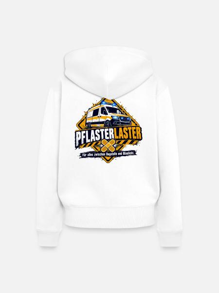 Pflaster Laster Blaulicht Humor - Frauen Premium Bio Zip Hoodie - Weiß