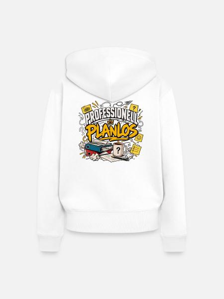 Professionell planlos – Lustiger Büro Spruch - Frauen Premium Bio Zip Hoodie - Weiß