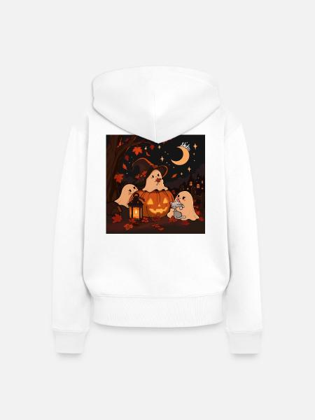 The Cozy Haunting - Frauen Premium Bio Zip Hoodie - Weiß