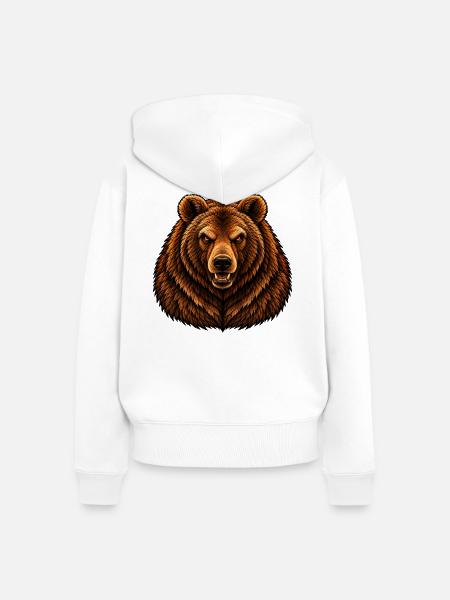 Der Bär - Frauen Premium Bio Zip Hoodie - Weiß
