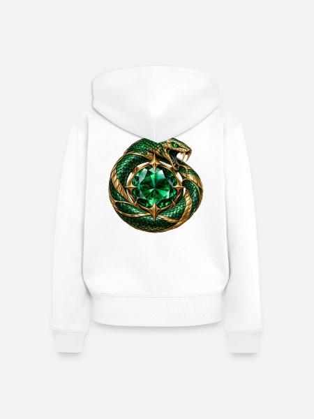 Smaragdgrüner Ouroboros - Frauen Premium Bio Zip Hoodie - Weiß