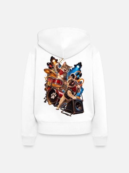 Pets × Musik - Frauen Premium Bio Zip Hoodie - Weiß