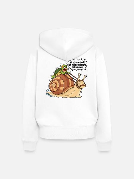 Lahme Schnecke - Frauen Premium Bio Zip Hoodie - Weiß