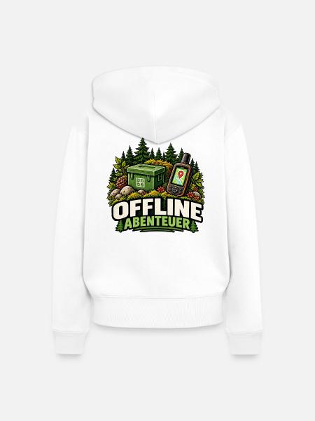 Offline Abenteuer - Frauen Premium Bio Zip Hoodie - Weiß