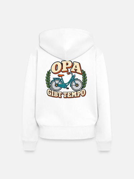 Opa gibt Tempo - Frauen Premium Bio Zip Hoodie - Weiß