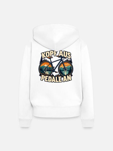 Kopf aus Pedale an - Frauen Premium Bio Zip Hoodie - Weiß