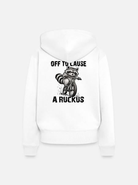 Waschbär-BMX-Fahrer - Frauen Premium Bio Zip Hoodie - Weiß
