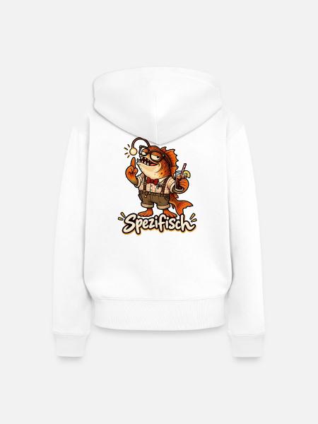 Spezifisch – Lustiger Besserwisser Fisch - Frauen Premium Bio Zip Hoodie - Weiß