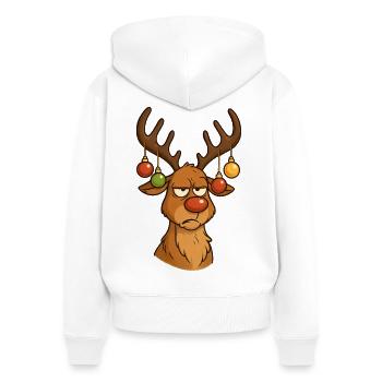 Ornement de renne de dessin animé festif - Sweat à capuche zippé Premium bio Femme - blanc - Dos - AI Model Female 172 light (172cm)