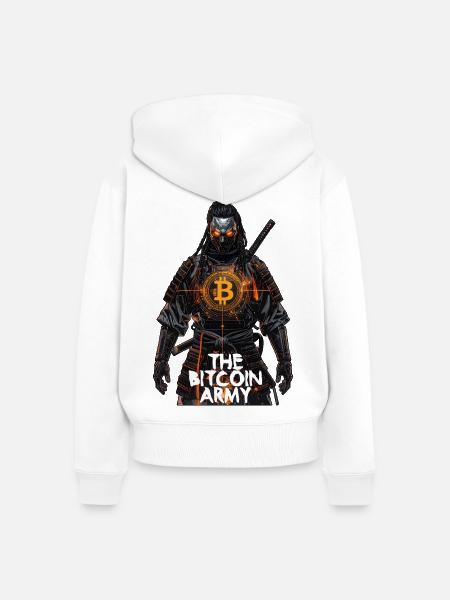 Bitcoin Bazooka – Die Bitcoin-Armee – Samurai 01 - Frauen Premium Bio Zip Hoodie - Weiß