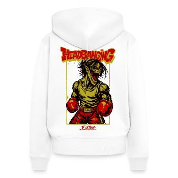 Zombie Boxer Headbanging - Women's Premium Organic Zip Hoodie - white - Back - AI Model Female 172 light (172cm)