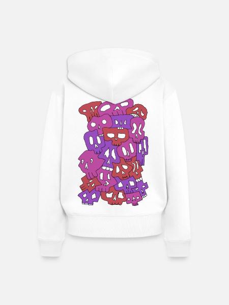 Skulls (Reds) - Frauen Premium Bio Zip Hoodie - Weiß