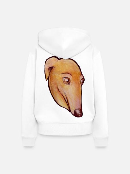 Pastell-Windhund-Porträt - Frauen Premium Bio Zip Hoodie - Weiß