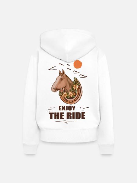 Pferd und Reiterin - Frauen Premium Bio Zip Hoodie - Weiß