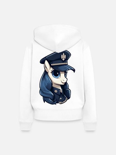 Pony Polizistin - Frauen Premium Bio Zip Hoodie - Weiß
