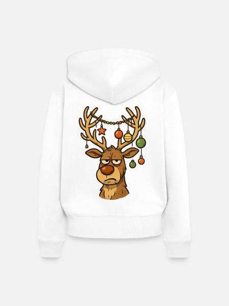 Weihnachts Hirsch mit Ornamenten - Frauen Premium Bio Zip Hoodie - Weiß